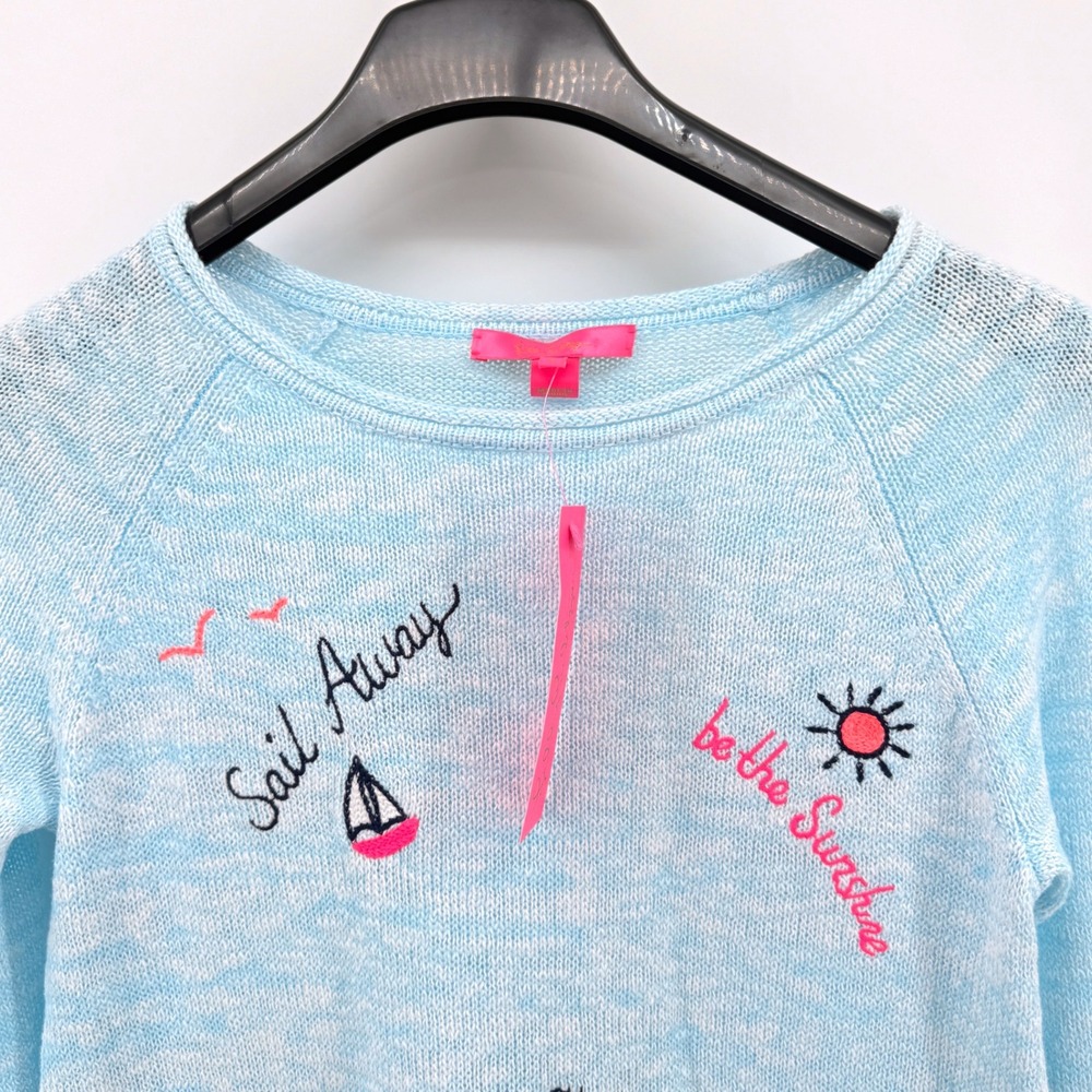 NEW Lilly Pulitzer Danette Sweater Womens Small Blue Sailabration Embroidered - Picture 11 of 12